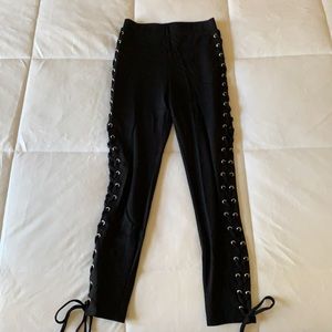 NUDE Black lace up leggings